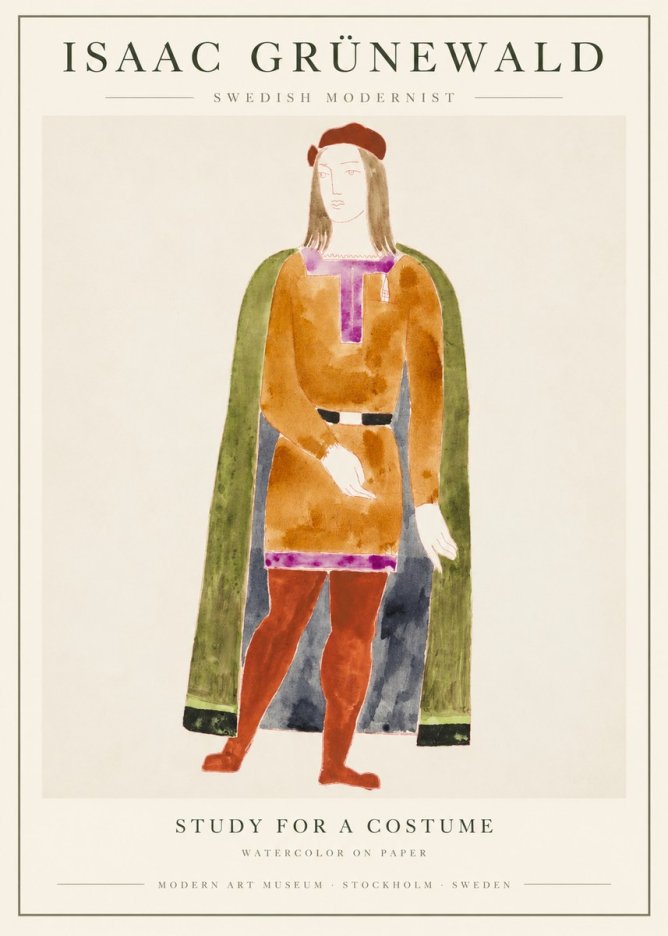 Isaac Grünewald Study for a Costume Design No2 - Póster