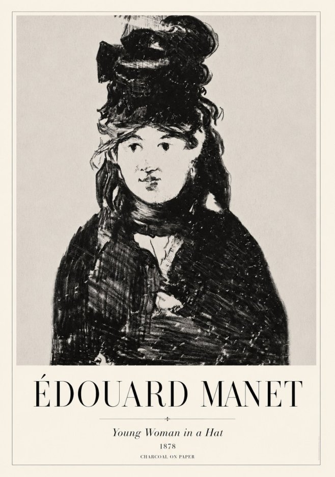 Édouard Manet Young Woman in a Hat III No1 - Póster