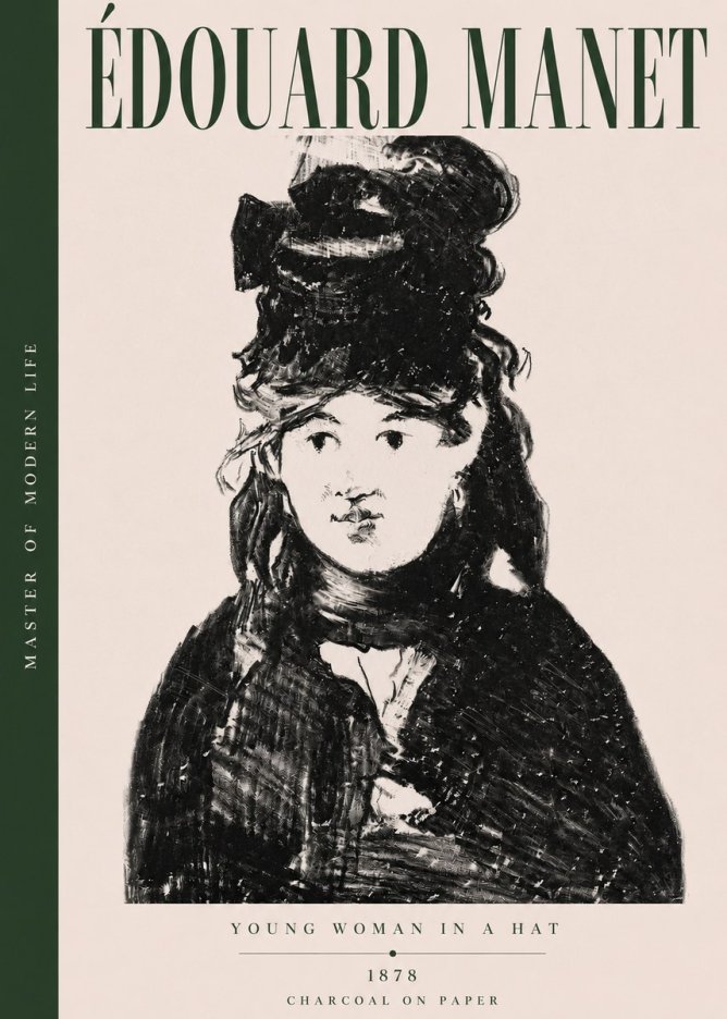 Édouard Manet Young Woman in a Hat III No3 - Póster