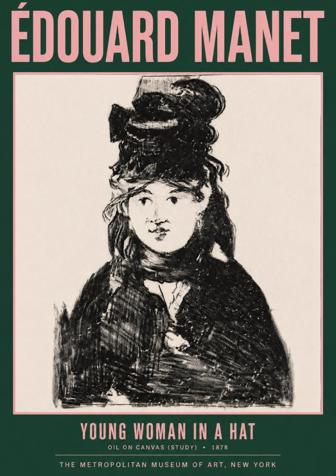Édouard Manet Young Woman in a Hat IV No3 - Póster