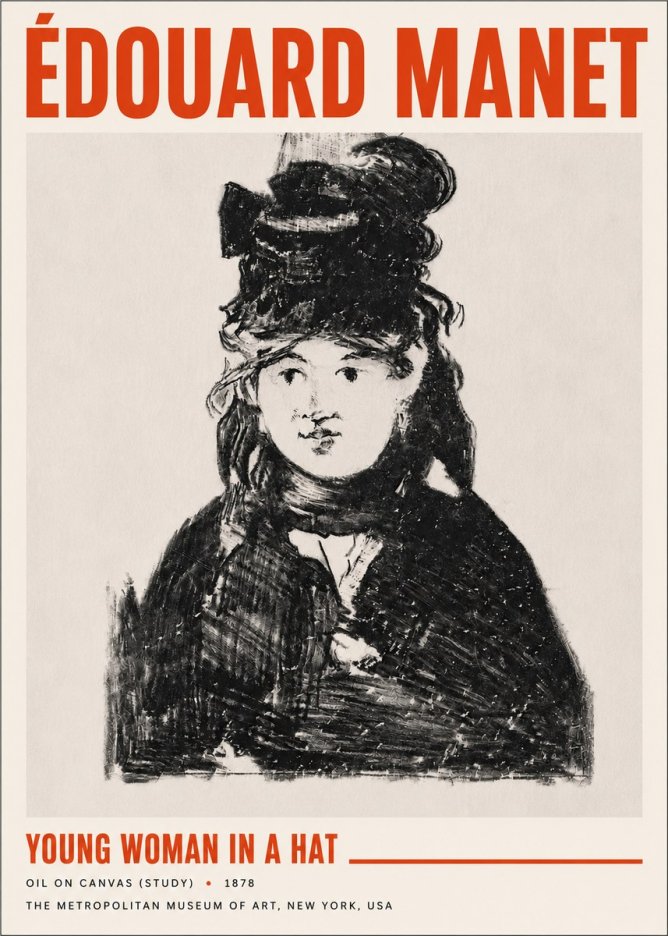 Édouard Manet Young Woman in a Hat IV No5 - Póster