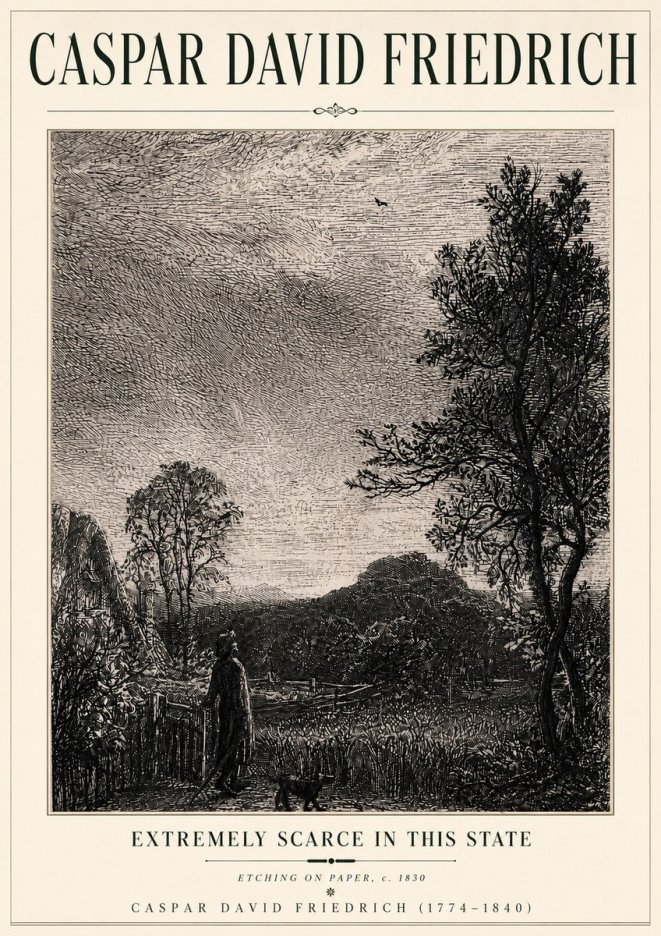 Caspar David Friedrich Extremely Scarce in This State No6 - Póster
