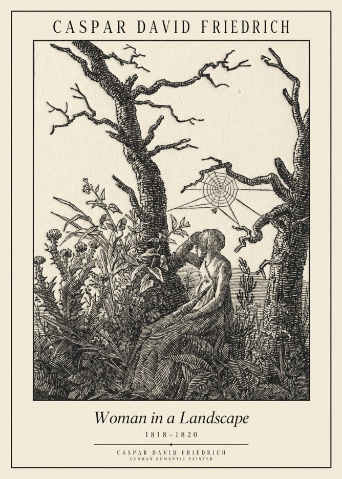 Caspar David Friedrich Woman in a Landscape No1 - Póster
