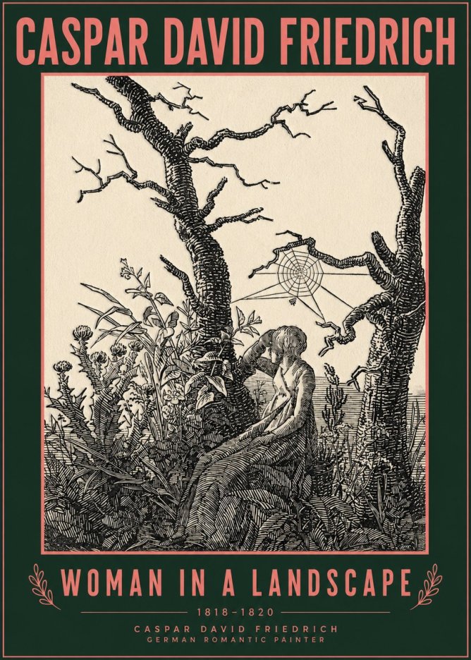 Caspar David Friedrich Woman in a Landscape No2 - Póster