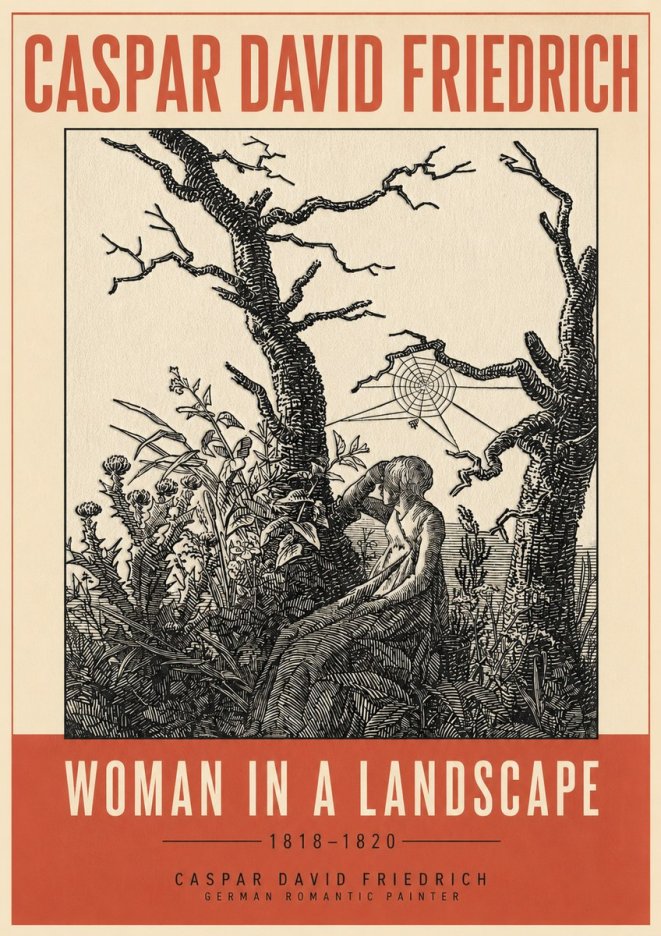 Caspar David Friedrich Woman in a Landscape No3 - Póster