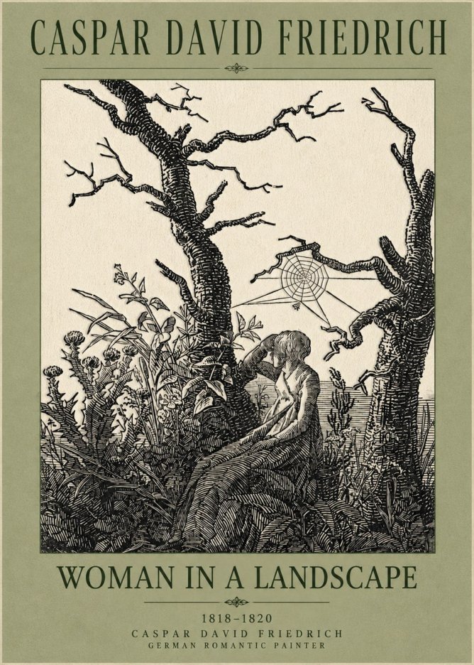 Caspar David Friedrich Woman in a Landscape No5 - Póster