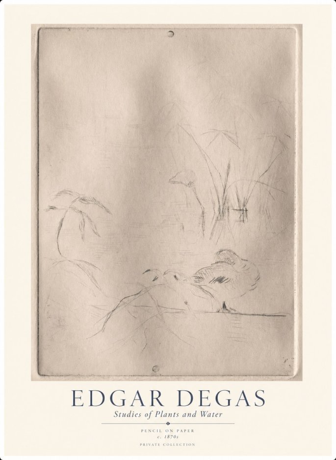 Edgar Degas Studies of Plants and Water No1 - Póster