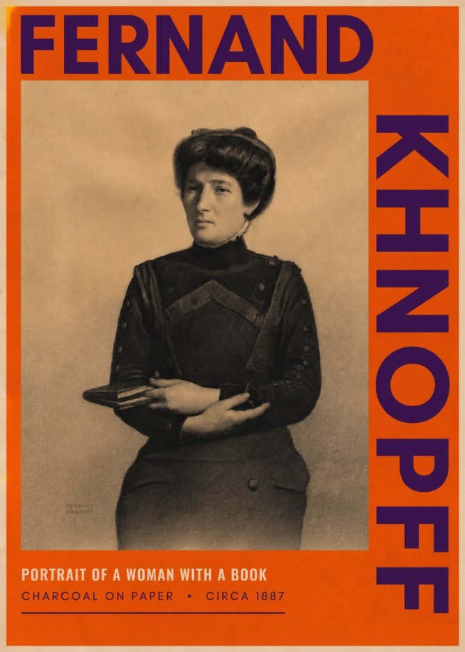 Fernand Khnopff Portrait of a Woman with a Book No2 - Póster
