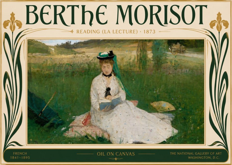 Berthe Morisot Reading (La Lecture) No5 - Póster