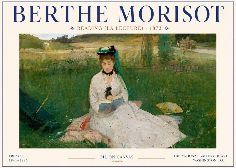 Berthe Morisot Reading (La Lecture) No6 - Póster