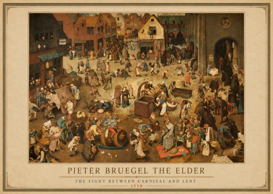 Pieter Bruegel The Fight Between Carnival and Lent III No1 - Póster