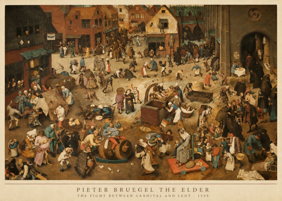 Pieter Bruegel The Fight Between Carnival and Lent III No5 - Póster