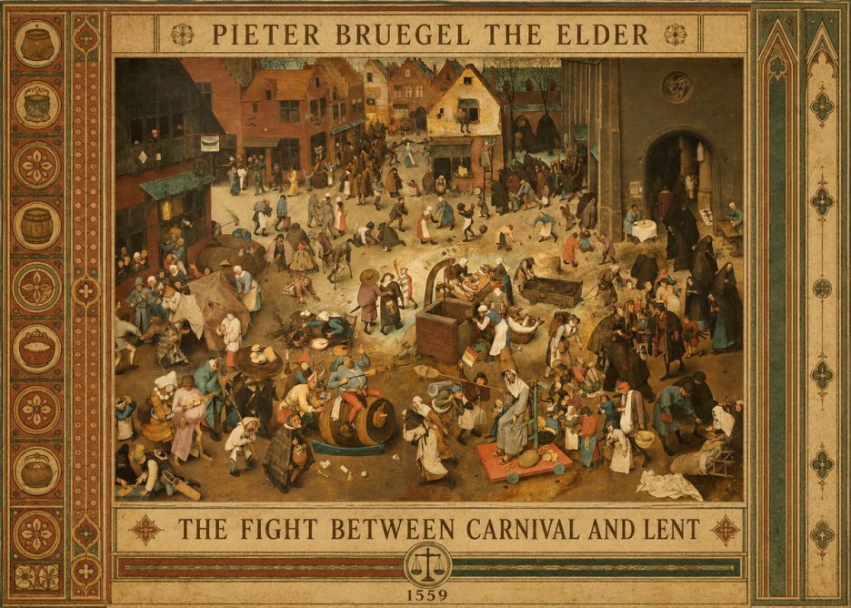 Pieter Bruegel The Fight Between Carnival and Lent III No6 - Póster