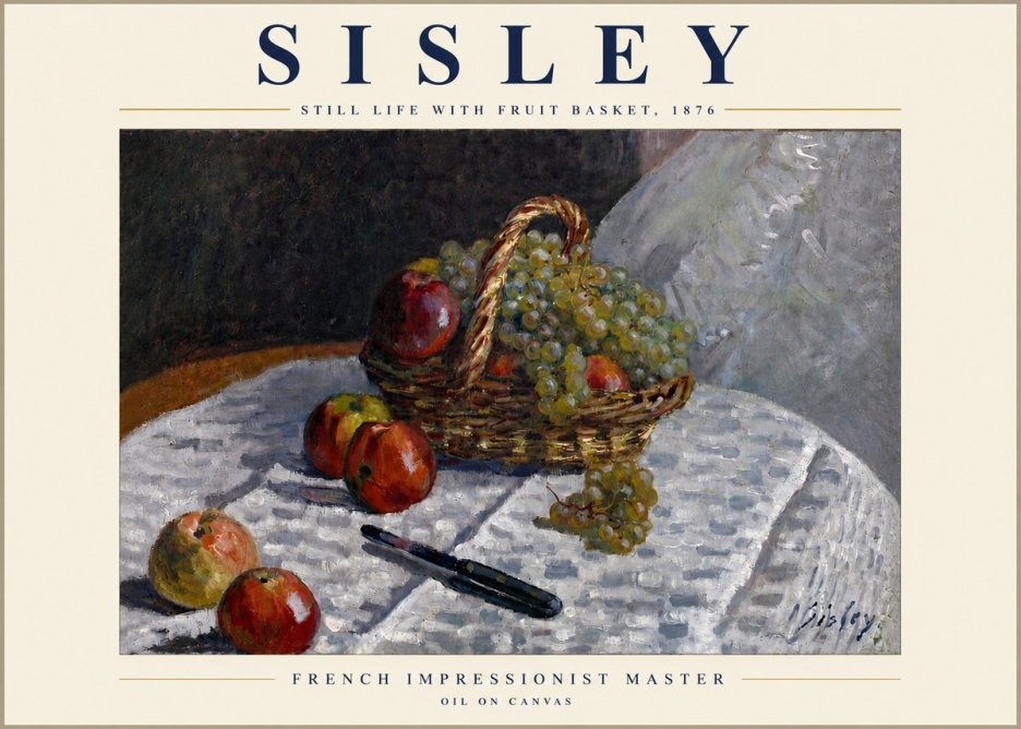Sisley Still Life with Fruit Basket No5 - Póster