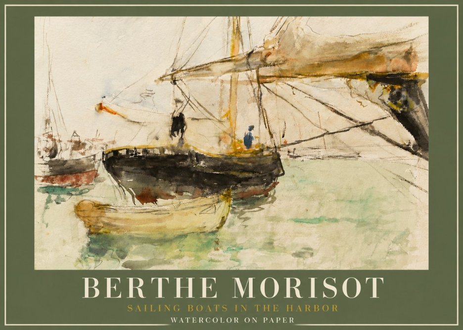 Berthe Morisot Sailing Boats in the Harbor No4 - Póster