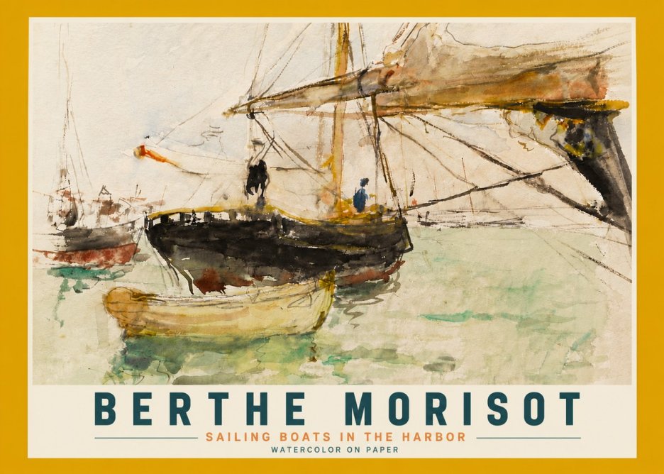Berthe Morisot Sailing Boats in the Harbor No6 - Póster