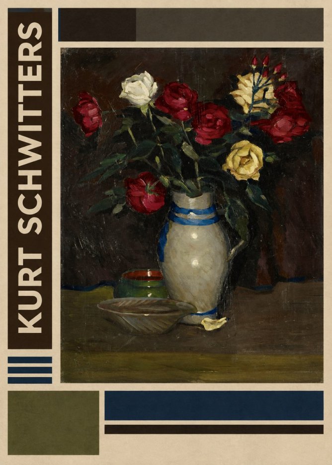 Kurt Schwitters Still Life with Roses No2 - Póster