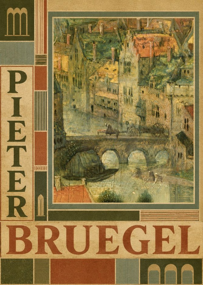 Pieter Bruegel Cityscape with Bridge No3 - Póster
