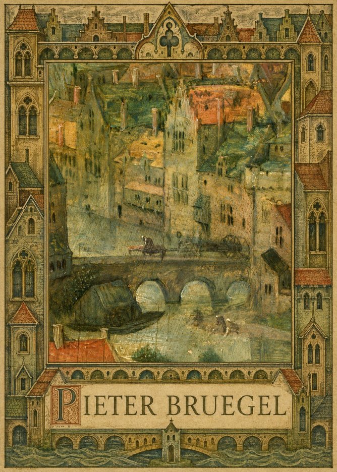 Pieter Bruegel Cityscape with Bridge No5 - Póster