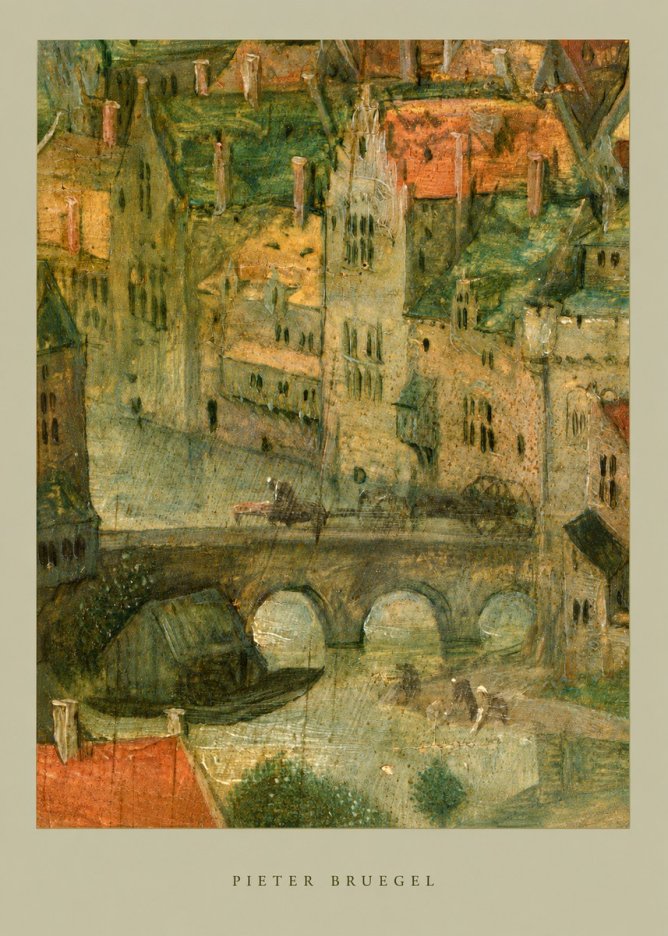 Pieter Bruegel Cityscape with Bridge No6 - Póster