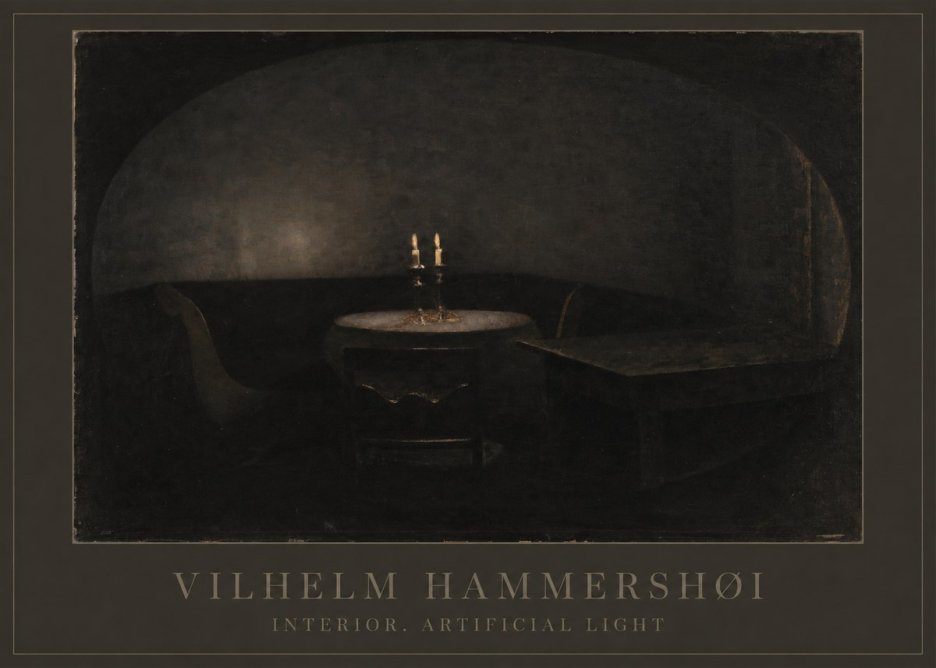 Vilhelm Hammershøi Interior. Artificial Light No1 - Póster
