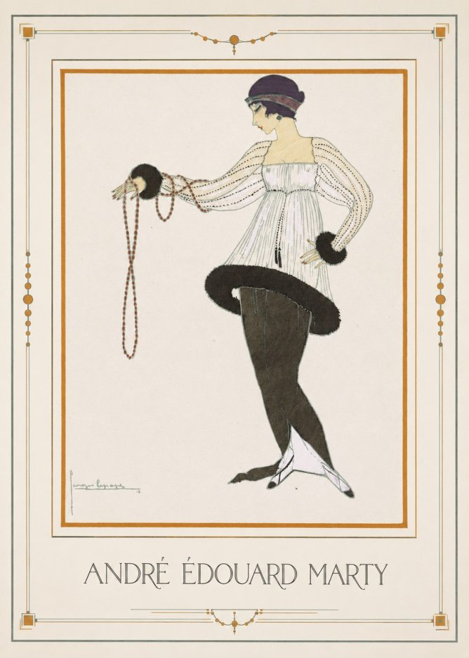 André Édouard Marty Elegant Woman with Pearl Necklace No1 - Póster