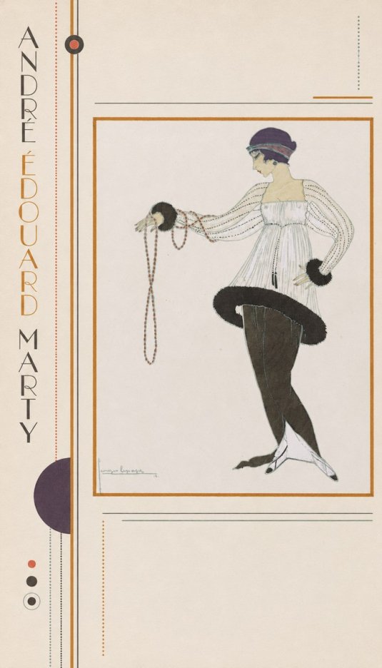 André Édouard Marty Elegant Woman with Pearl Necklace No2 - Póster