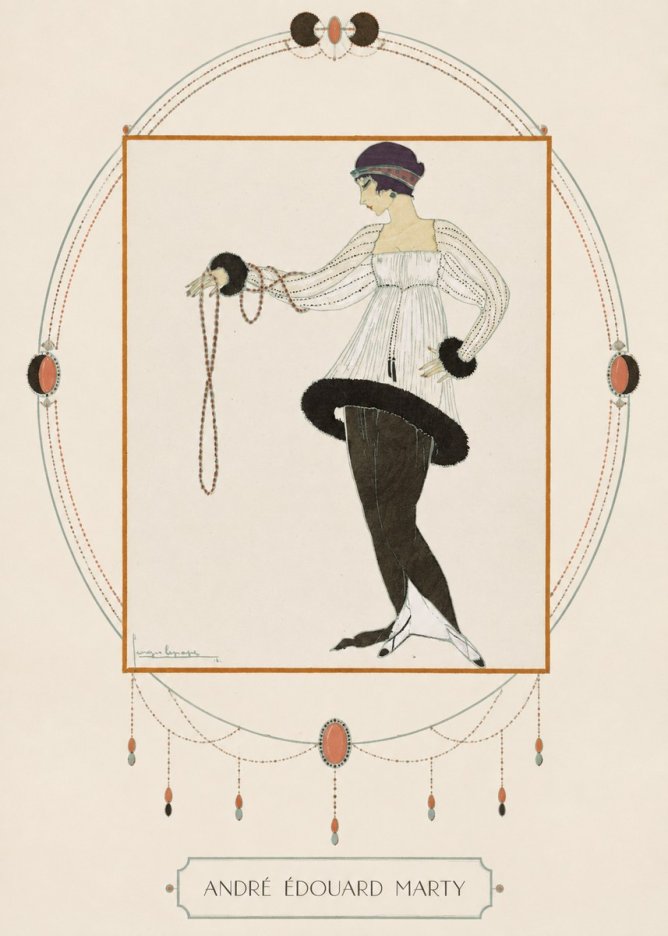 André Édouard Marty Elegant Woman with Pearl Necklace No3 - Póster