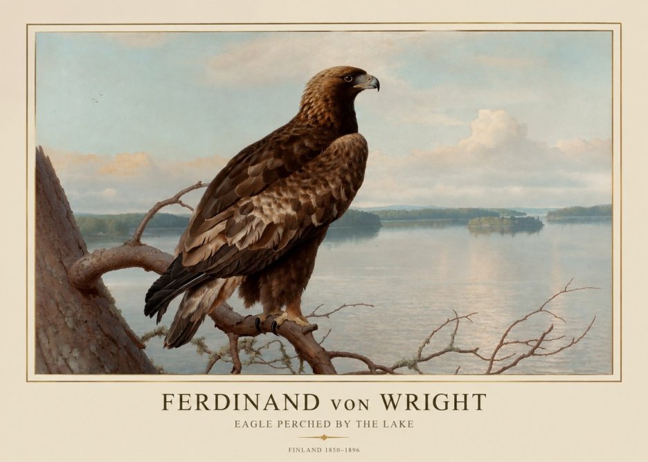 Ferdinand von Wright Eagle Perched by the Lake No1 - Póster