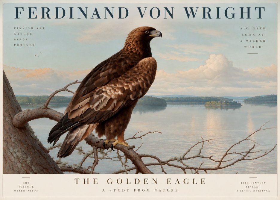Ferdinand von Wright Eagle Perched by the Lake No5 - Póster
