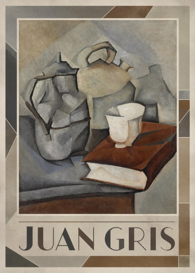 Juan Gris Still Life with Book and Vessels No1 - Póster