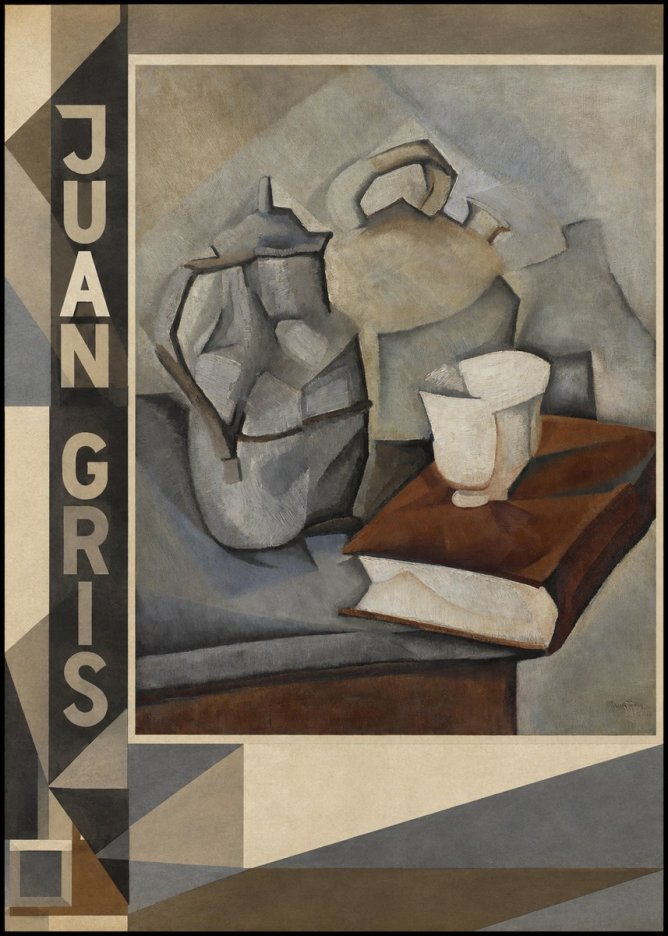 Juan Gris Still Life with Book and Vessels No2 - Póster