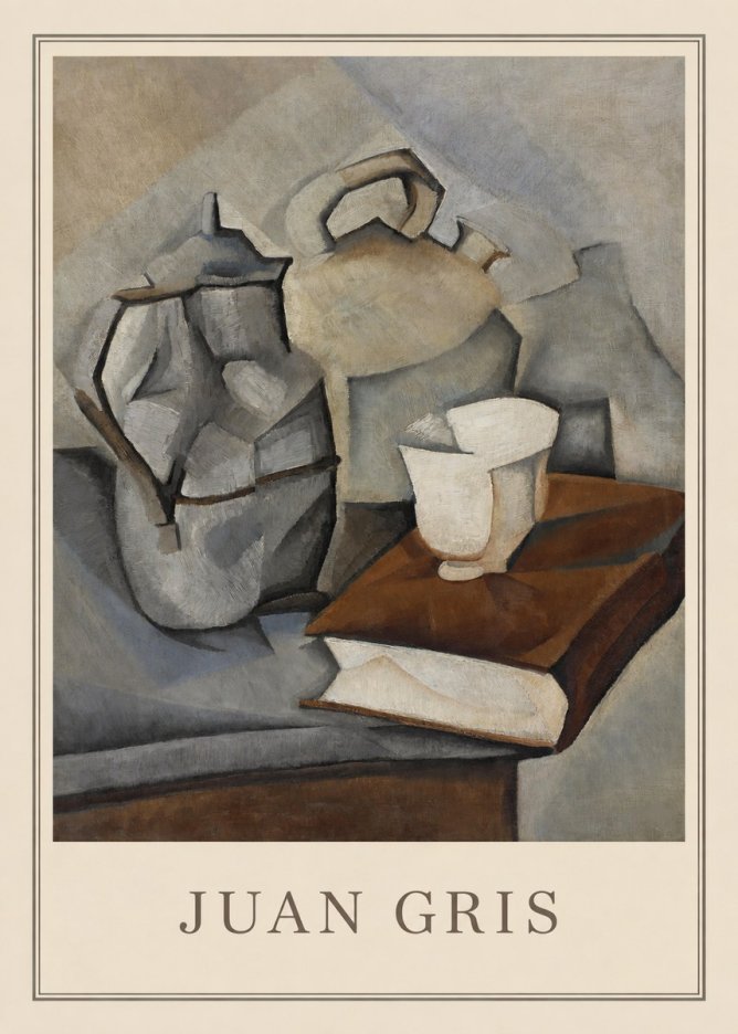 Juan Gris Still Life with Book and Vessels No3 - Póster