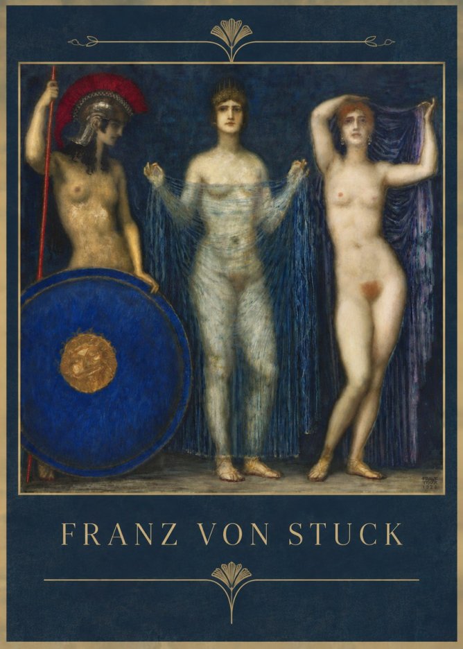 Franz von Stuck The Three Nudes No5 - Póster