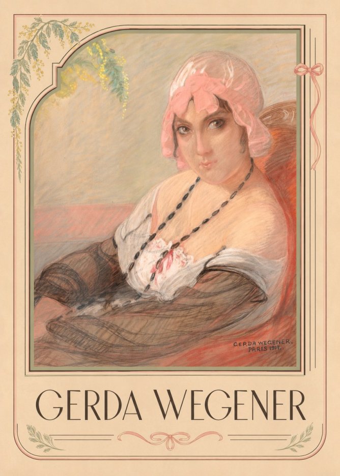 Gerda Wegener Woman in a Pink Bonnet No1 - Póster
