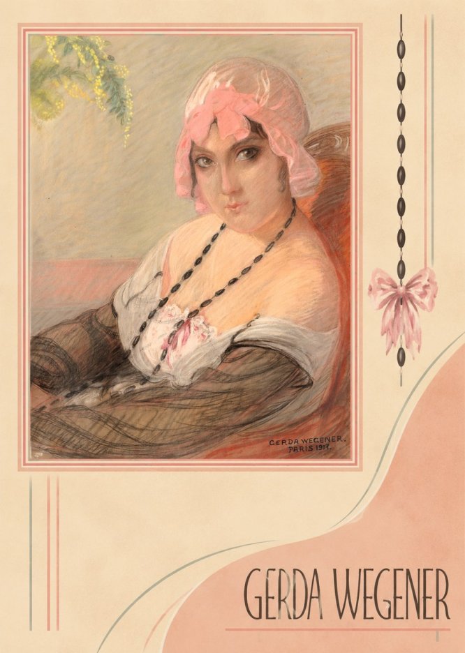 Gerda Wegener Woman in a Pink Bonnet No2 - Póster
