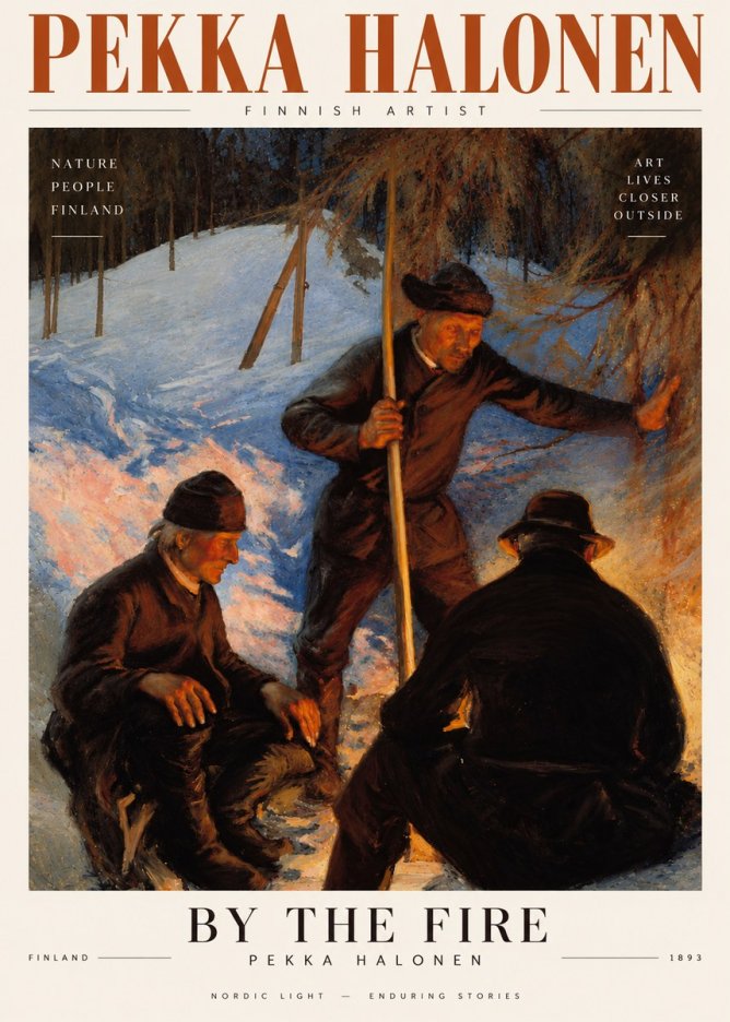 Pekka Halonen By the Fire No3 - Póster