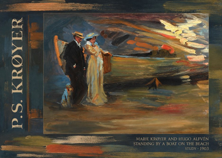 P.S. Krøyer Marie Krøyer and Hugo Alfvén Standing by a Boat on the Beach - Study · 1903 No2 - Póster