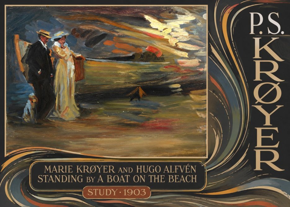 P.S. Krøyer Marie Krøyer and Hugo Alfvén Standing by a Boat on the Beach - Study · 1903 No6 - Póster