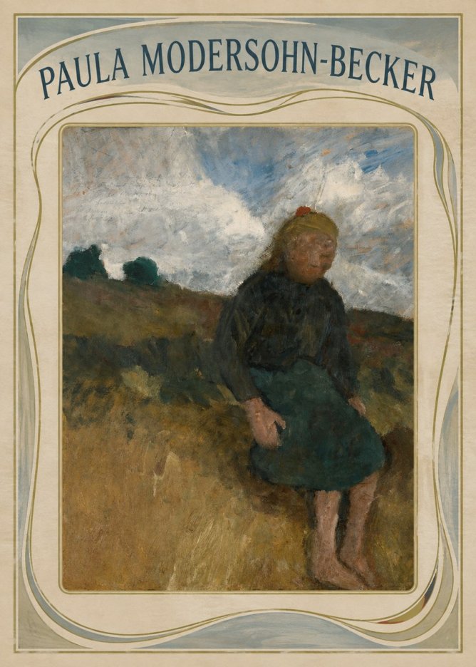 Paula Modersohn-Becker Seated Girl in the Moor No4 - Póster