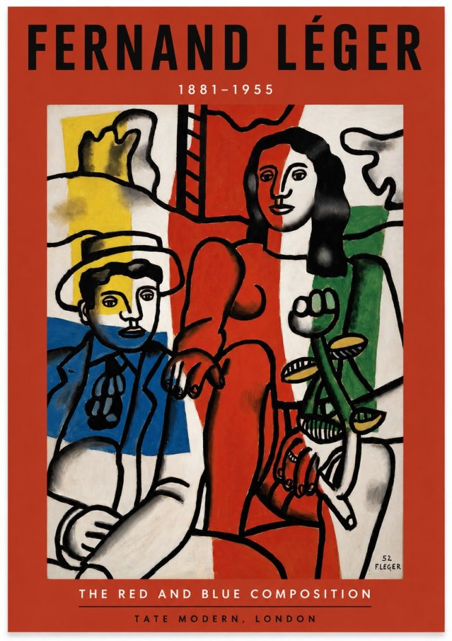Fernand Léger The Red and Blue Composition No2 - Póster