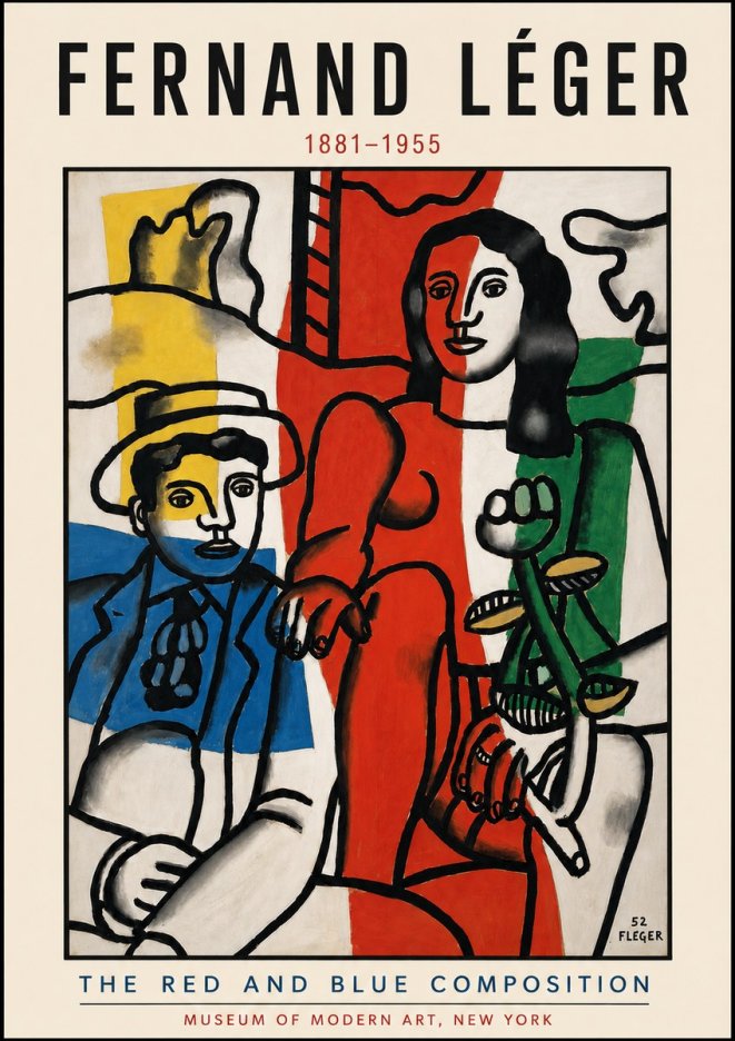 Fernand Léger The Red and Blue Composition No4 - Póster