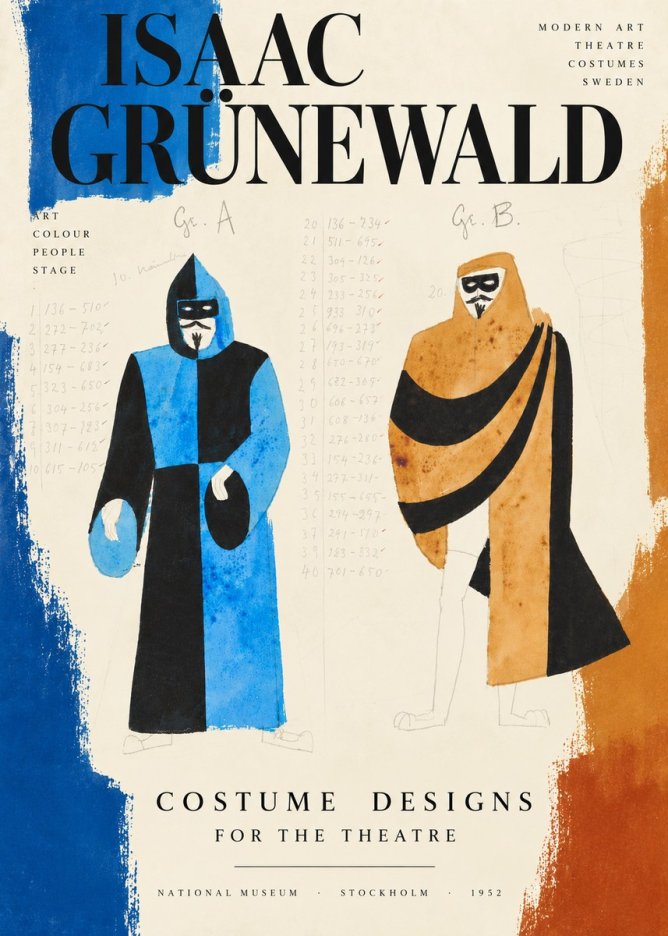 Isaac Grünewald Two Masquerade Figures - Costume Sketch No4 - Póster