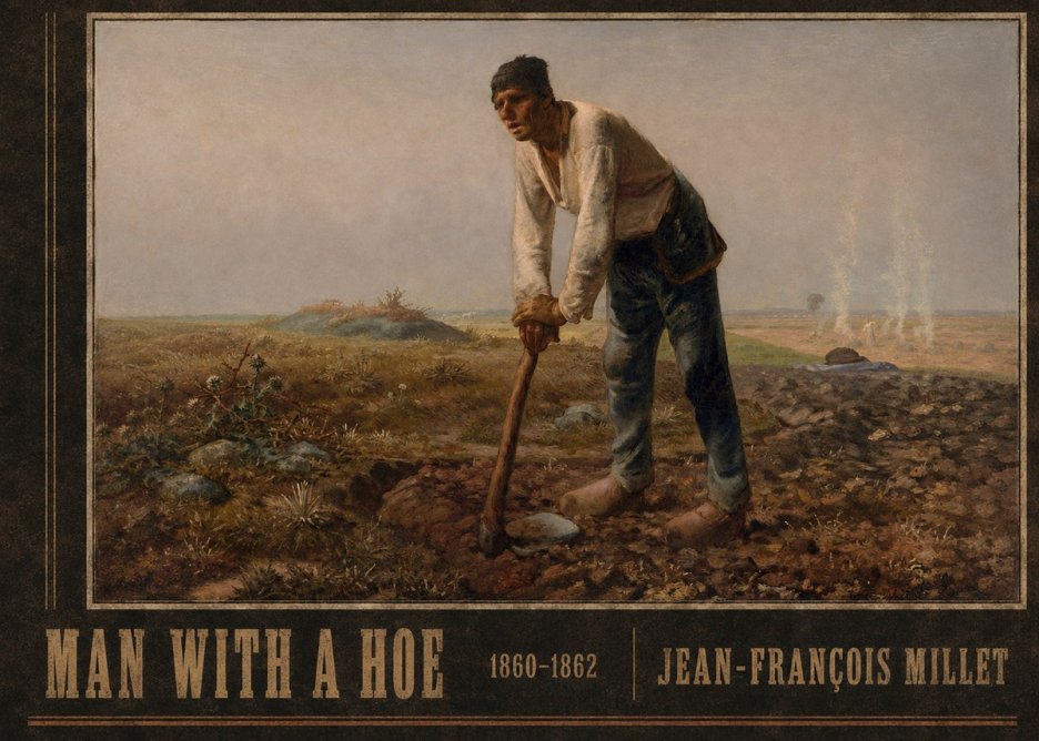 Jean-François Millet Man with a Hoe No3 - Póster