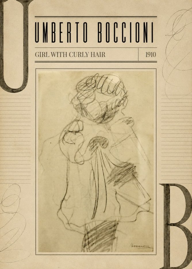 Umberto Boccioni Girl with Curly Hair No3 - Póster