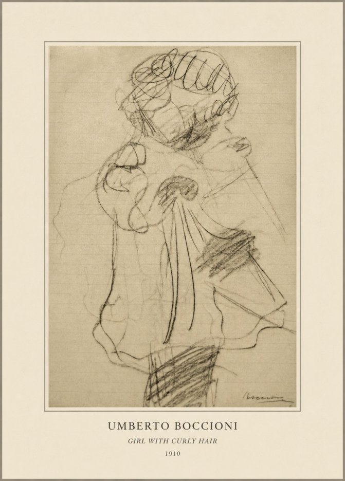 Umberto Boccioni Girl with Curly Hair No4 - Póster
