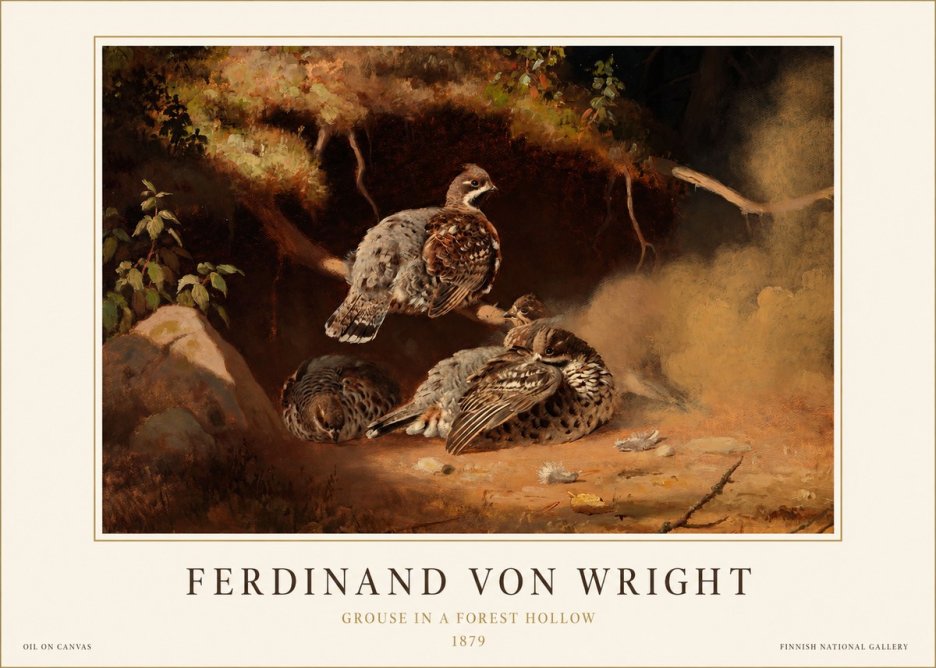 Ferdinand von Wright Grouse in a Forest Hollow No1 - Póster