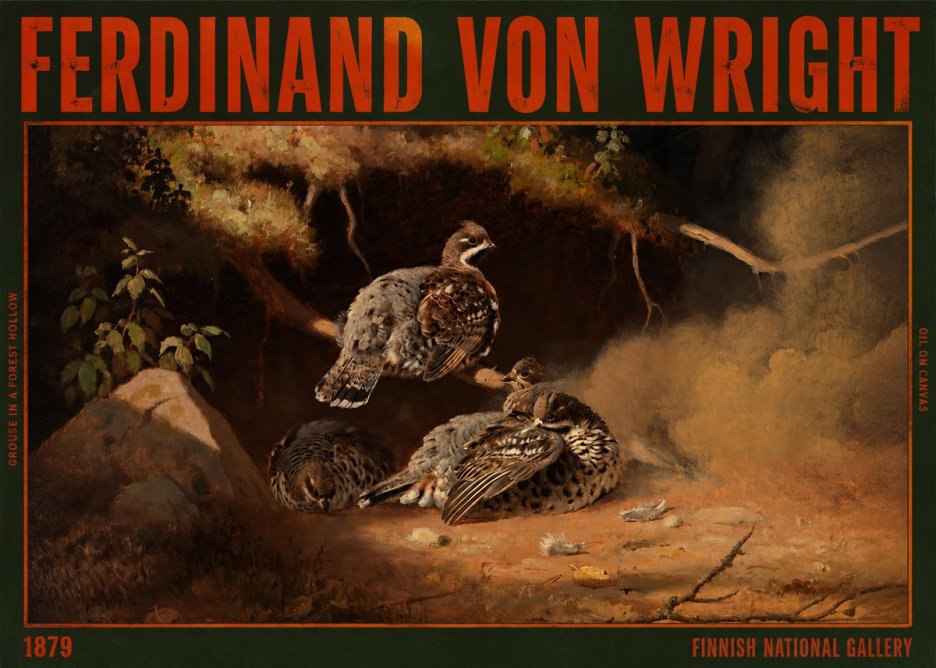 Ferdinand von Wright Grouse in a Forest Hollow No2 - Póster
