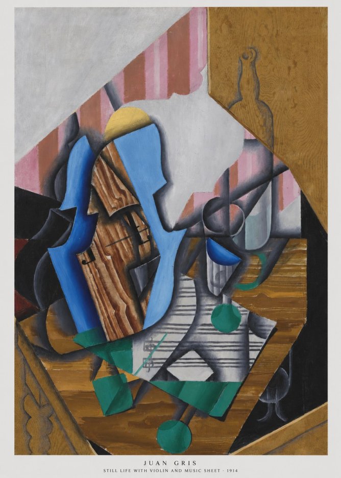 Juan Gris Still Life with Violin and Music Sheet No6 - Póster