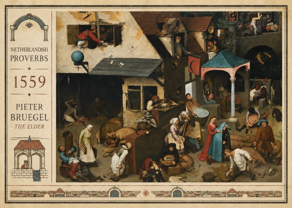Pieter Bruegel Netherlandish Proverbs VII No2 - Póster